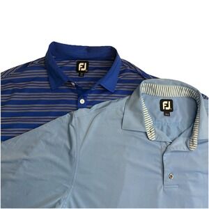 Lot of 2 Foot Joy Polo Shirts XL Royal Blue & Light Blue Golf Performance